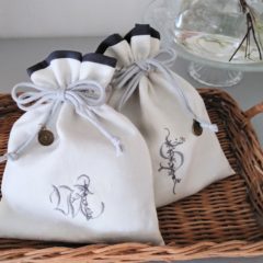 カリグラフィーのアルファベットを刺繍して素敵な小物に♡